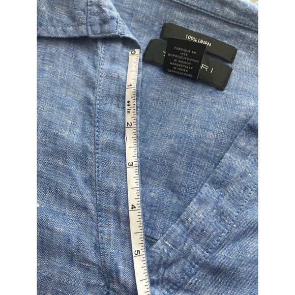 Tahari Womens 1X Blue/White V Neck 100%Linen Accent Buttons 3/4 Sleeves Hobo - Picture 5 of 8